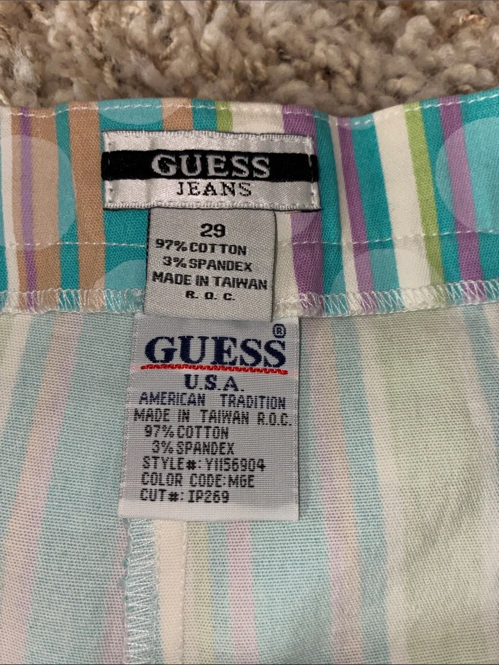 GUESS Striped Pastel Cotton Blend Women's Shorts